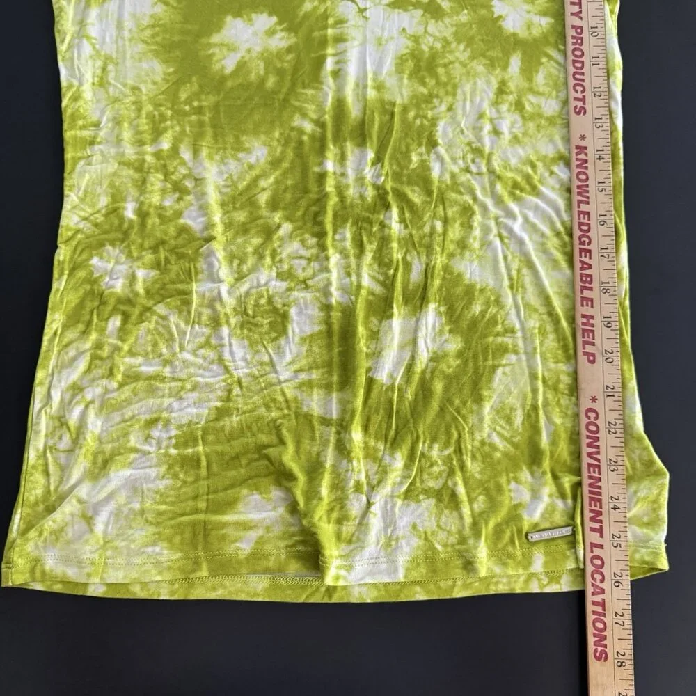 Michael Kors Green Tie Dye T-Shirt V-Neck‎ Soft Stretch Flowy Lightweight SS Tee